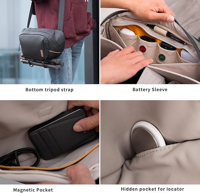 PGYTECH OneGo Solo V2 Camera Sling Bag, 4L Camera Chest Bag Crossbody Fanny Pack for Urban Travel Photographers, Small Camera Bag for Sony/Canon/Nikon/Mirrorless/Fuji Cameras