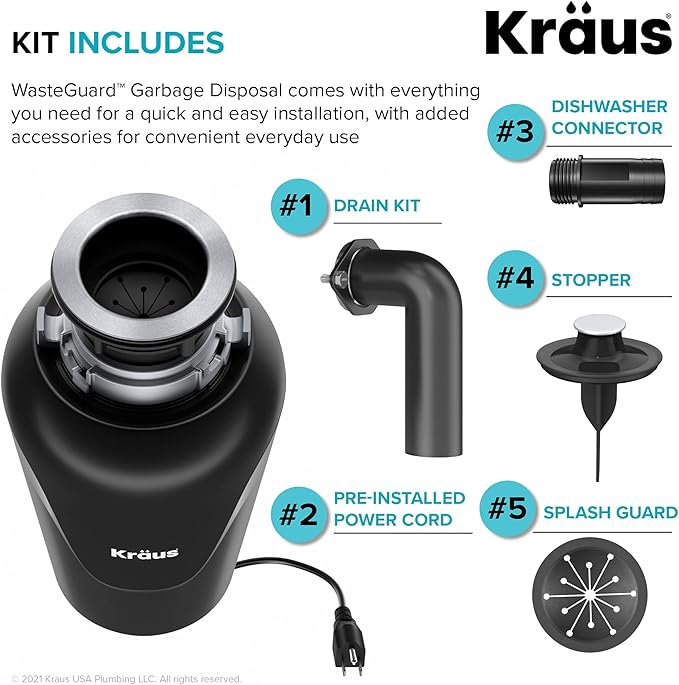 KRAUS Standart PRO™ 32-inch 16 Gauge Undermount Single Bowl Stainless Steel Kitchen Sink with WasteGuard™ Continuous Feed Garbage Disposal, KHU100-32-100-75MB