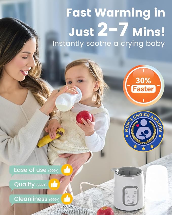 Bottle Warmer, GROWNSY 8-in-1 Fast Baby Milk Warmer with Timer for Breastmilk or Formula, Accurate Temperature Control, with Defrost, Sterili-zing, Keep, Heat Baby Food Jars Function