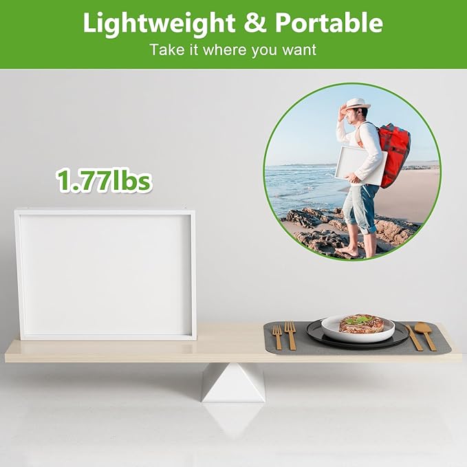 Bed Tray Table with Folding Legs,Bamboo Breakfast in Bed for TV Table,Tray,Eating,Snack Tray,Laptop Computer (White, Medium)