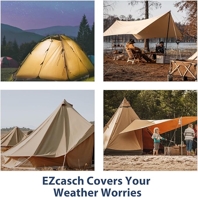 10’x10’ Canvas Tarps Heavy Duty Waterproof Tarpaulins with Aluminum Grommets,UV Resistant, 22Mil Multipurpose Drop Cloth, 14oz Cover Sheet for Outdoor and Indoor Use with Ropes Yellow