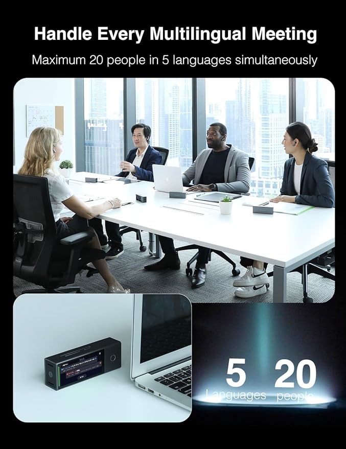 Timekettle X1 AI Interpreter Hub — 40-Language, Two-Way Translation Device for up to 50 Users. Perfect for Business, K-12 Education, and Real-time multilingual speeches