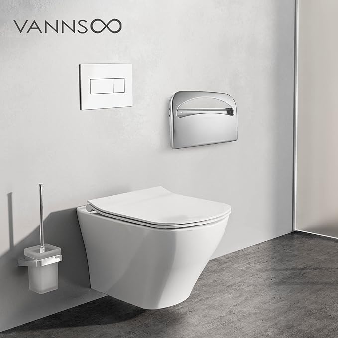 Toilet Seat Cover Dispenser - Stainless Steel Wall Mount Toilet Seat Cover Holder for Commercial Bathroom, 250 Single or Half Fold Seat Covers Capacity (Brushed)