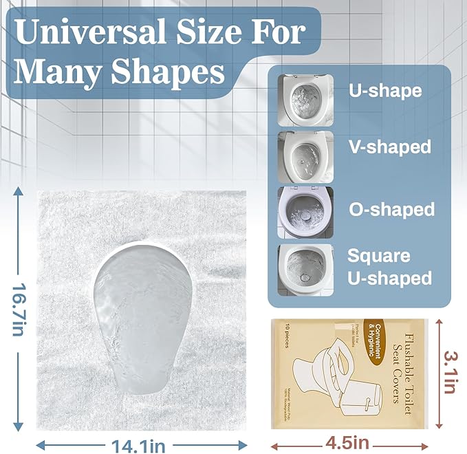 Toilet Seat Cover - Portable Toilet Seat Paper Covers Disposable Flushable for Bathroom Travel Camping Hotel Essentials,Sticker free,16.7x14.1 Inches,10 Pack of 100(Half-Fold)