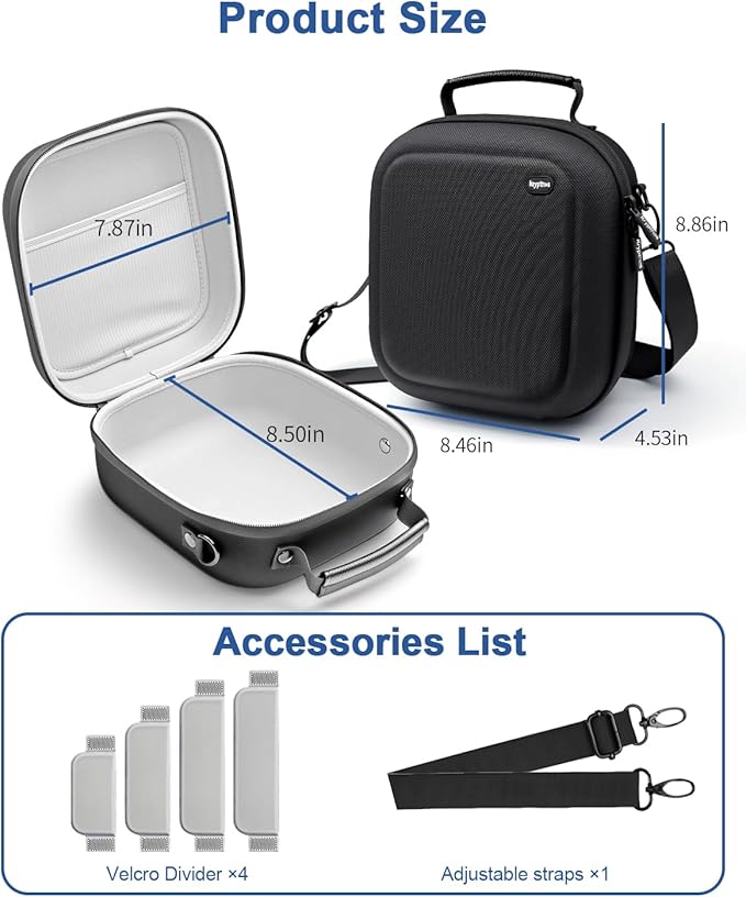 Krypthos Travel Camera Storage Case Compatible with Canon EOS Rebel T7/ R100/ R50/ 90D/ 2000D Nikon D7100/ D7500 Sony Alpha ZV-E10, Camera Protective Storage Holder Organizer Bag Carrying Bag