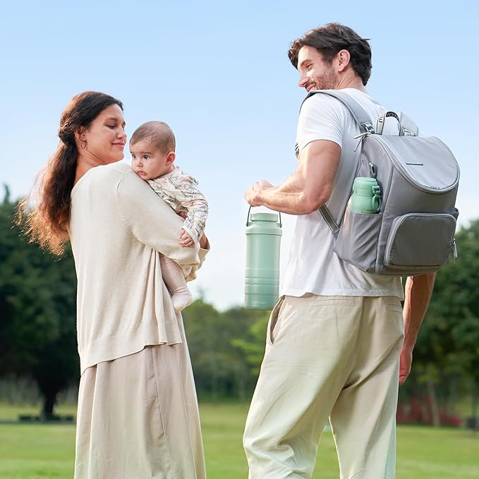 Momcozy 22oz Portable Breast Milk Cooler for Outdoor, Life Saver with 360° Total Cooling for 24 Hours, Larger Capacity Travel Breastmilk Chiller with 2pcs Baby Bottles for Breastmilk Storage, Green