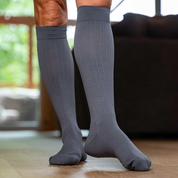 Medical Grade Compression Socks for Men & Women 15-20 mmHg by OrthoSleeve (Blue Argyle, Medium)