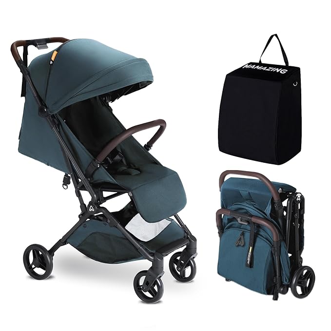 Lightweight Baby Travel Stroller with Carbon Fiber Frame, Compact & Airplane-Friendly, One-Handed Folding Design, 11.6 lbs, Perfect for Toddlers, Blue