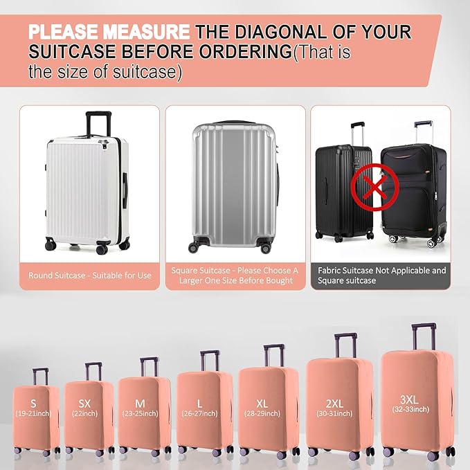 Travel Luggage Cover Suitcase Protector Scratch-Resistant Fit 19-31 Inch Suitcase, Not Included Suitcase (Pink, XL(28-29 inch))
