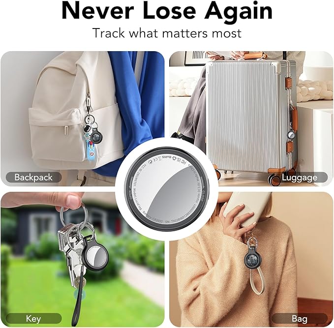 2025 New [Apple MFi Certified] (iOS Only) Air Tracker Tag-2 Pack, Bluetooth Tracker for Apple Find My, Replaceable Battery, Key Finder and Item Locator Smart Tag for Keys, Bags, Luggage, Pets, (Black)