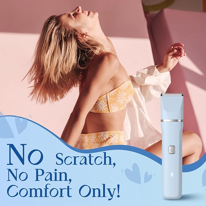 Electric Shaver for Women - Body Hair Trimmer Shaver for Women's Grooming, Wet & Dry Use Groomer, Dusk Razor for Women, Ladies Electric Razors for Legs, Female Trimmer for Private Area, Blue