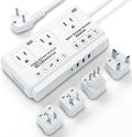 220v to 110v Voltage Converter Adapter: International US to Europe Travel Power Strip Plug Transformer - 2000W Electric Hair Dryer Step Down Outlet Converters for US European UK EU Italy