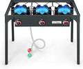 High Pressure Triple Propane Burner Outdoor Propane Camping Stove with 0-20 PSI Adjustable High Pressuer Regulator and Steel Braided Hose 3 Burner Stove Brewing Supply SA3500