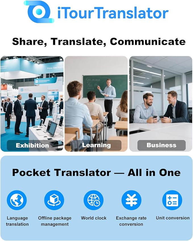 Language Translator Device No WiFi Needed, Dual Screen Real Time Translator Two Way Voice Translation with 139 Languages Online, Offline&Recording&Photo＆Text&Group Translation for Business Travel