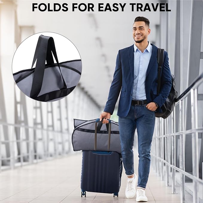 BALEINE 2PK Heavy Duty Garment Bag with Shoe Storage Travel Bag for Dresses, Suit, Coats Travel Essential (43", Grey)