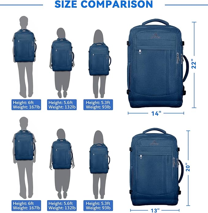 Large Travel Laptop Backpack for Men, 50L Carry On Backpack, Expandable Laptop Bag Water Resistant Overnight Weekender Gym Daypack Traveling Backpack, Traveler Gifts, Blue