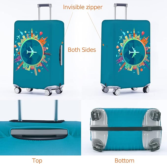 Travelkin Luggage Covers For Suitcase Tsa Approved,Suitcase Cover Protector Fit 18-32 Inch Luggage (Dreaming Blue, S)