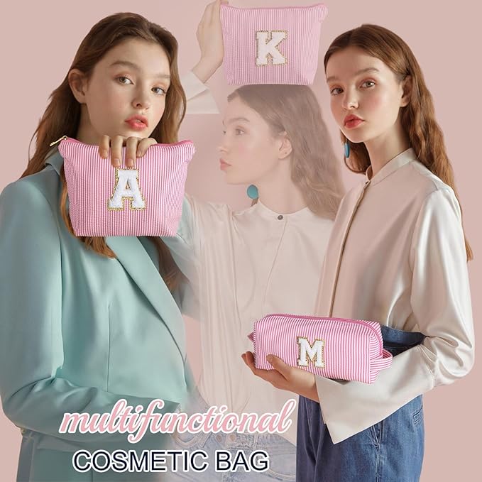 YOOLIFE Birthday Gifts for Women Girls - Personalized Initial Cute Pink Makeup Bags Cosmetic Bag Make Up Bag Toiletry Pouch Gift for Women Her Friend Mom Teacher Sister Teenager Female Bridesmaids Z