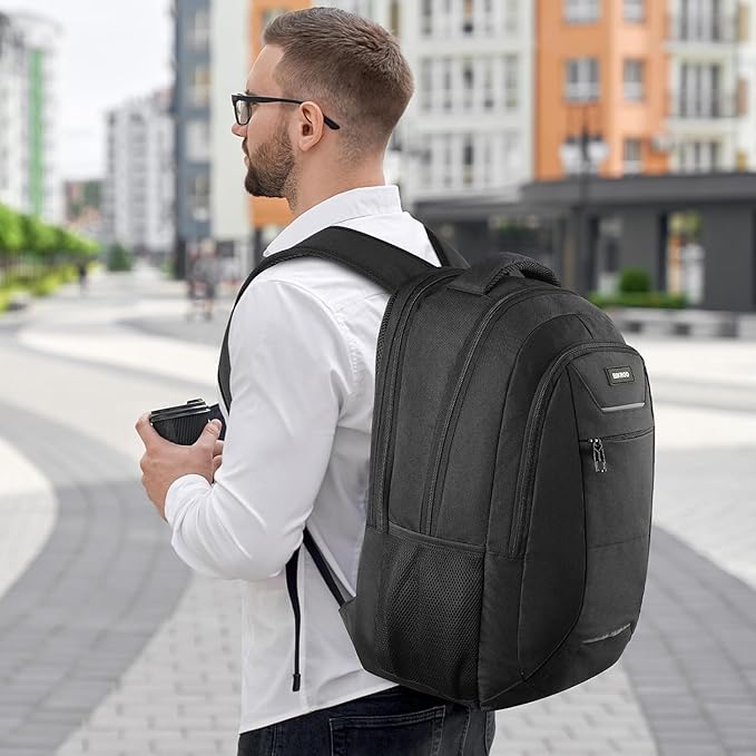 Travel Laptop Backpack for Men and Women, 17 Inch Large School Backpacks for Teens, Business Anti Theft Durable Back Pack, Water Resistant Computer Bag with USB Charging Port, Black