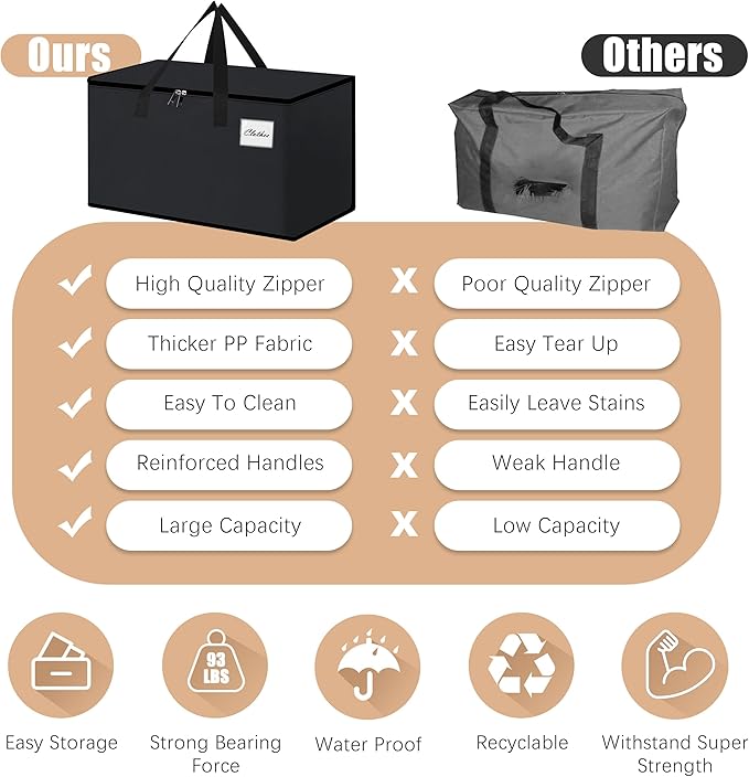 Heavy Duty Moving Bags - Extra Large Packing Bags and Storage Totes, Collapsible and Foldable Option for Moving and Storage, Black, 93 L - 18 Pack