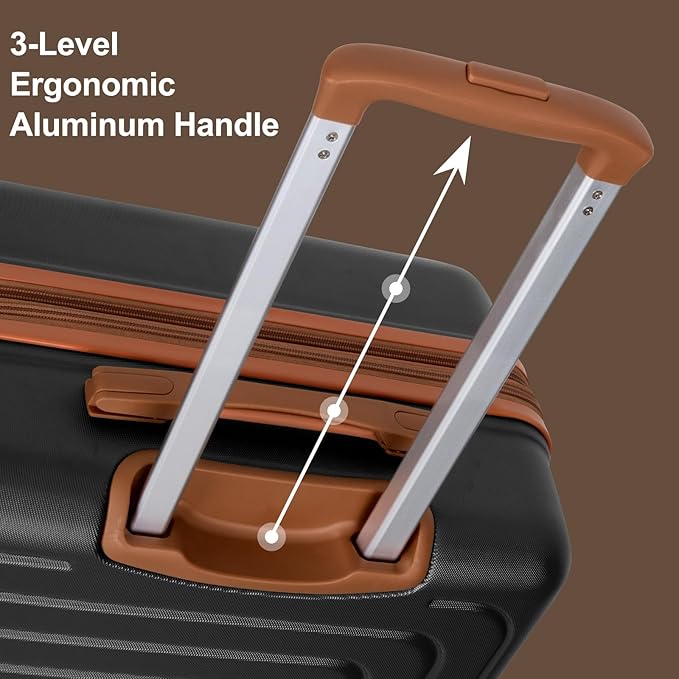 Romswi Expandable 24" Checked Luggage,Medium Hardshell Suitcase with Double Spinner Wheels for 20% More Space, Airline Approved Lightweight Hardside Luggage, Scratch-Resistant & YKK Zipper,Black