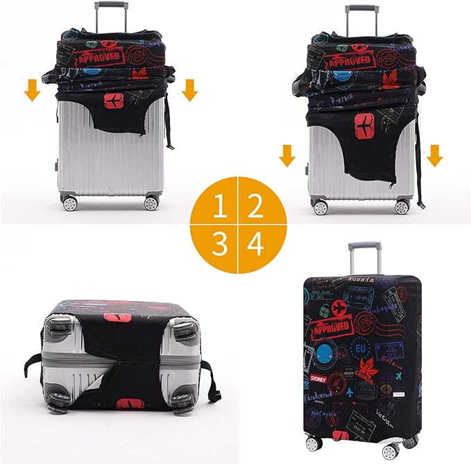 Travelkin Luggage Covers With Tag For Suitcases Tsa Approved,Suitcase Covers Protector Fit 18-32 Inch Luggage M(22-25inch suitcase)