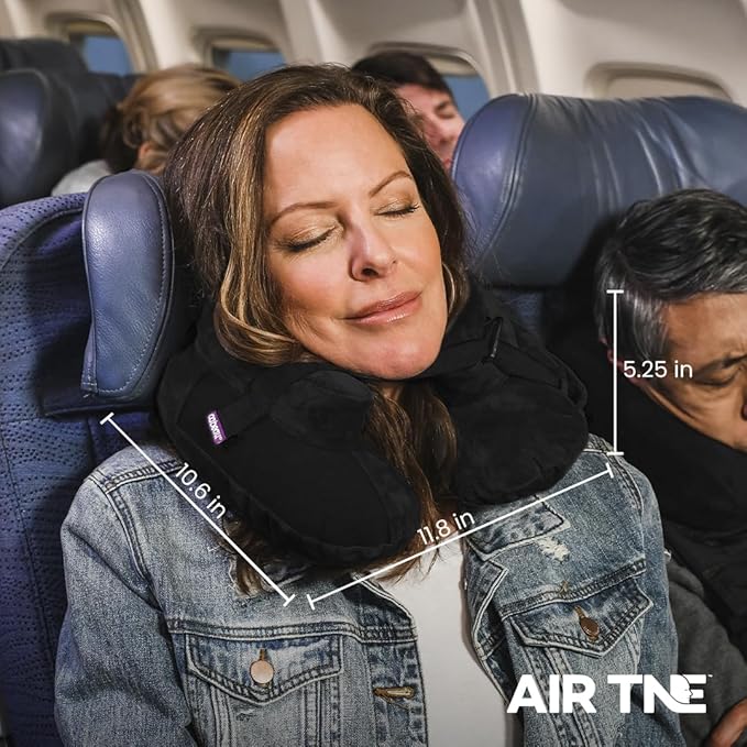 Cabeau Inflatable Travel Pillow – Air TNE – Adjustable, Lightweight, and Supportive for Sleeping on Airplanes, Trains, and Cars– Customized Fit and Compact Carrying Case (Royal Blue)