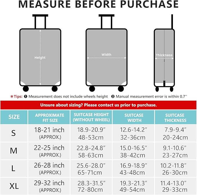 Travelkin Luggage Covers For Suitcase Tsa Approved,Suitcase Cover Protector Fit 18-32 Inch Luggage
