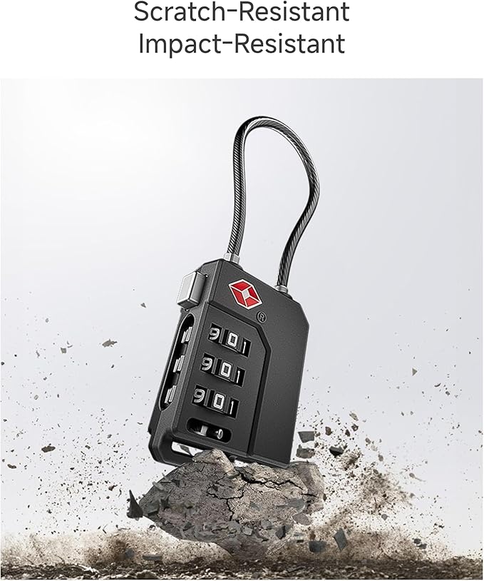 LUGGEX TSA Locks for Luggage, Suitcase Locks TSA Approved, Luggage Locks, Ease of Use & Durable(Black,6 Pack)