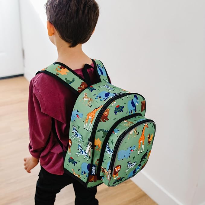 Wildkin 12-inch Kids Backpack – Padded, Adjustable, Ideal for Daycare & Travel - Wild Animals