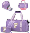 Dorm Room Essentials for Girls-Girl Gym Bag with Shoe Compartment, Kid Personalized Weekender Overnight Bags, Initial Travel Tote with Makeup Pouch, Preppy Stuff Gifts for Kids (Letter F)