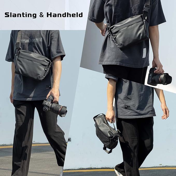 ULANZI Versatile Camera Shoulder Bag Photography Travel Messenger Portable Travel Bag Accessories Stylish Crossbody DSLR Sling Bag Compatible with Sony Canon etc -BLACK