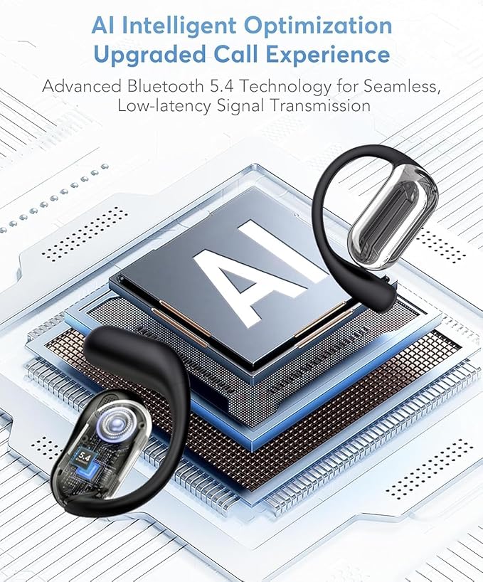 AI Translation Earbuds Real-Time, 144 Languages & Accents,4-in-1 Open Ear Wireless Earbuds with Charging Case, Compatible with iOS & Android, Ideal for Travel, Business, Learning,Black