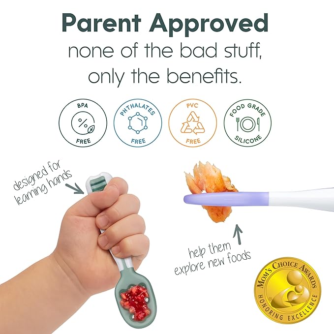 NumNum Baby Spoons Set, Baby Essentials Pre-Spoon GOOtensils for 6+ Months, First Stage Self-Feeding Spoons for Baby Led Weaning (BLW), Silicone Toddler Utensils, BPA-Free, 4 Pack Beach Picnic