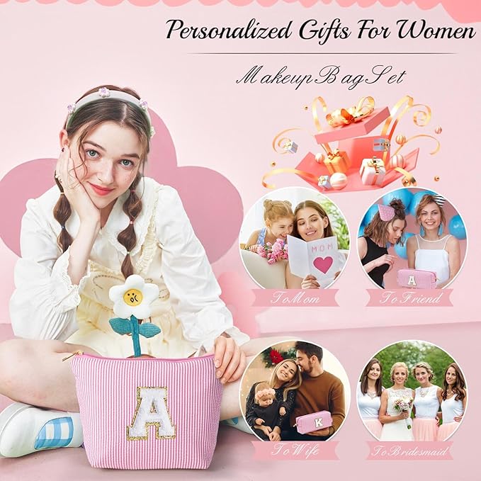 YOOLIFE Unique Makeup Bag - Pink Cosmetic Travel Toiletry Bag for Women, Sister, Girlfriend, Friend Gifts