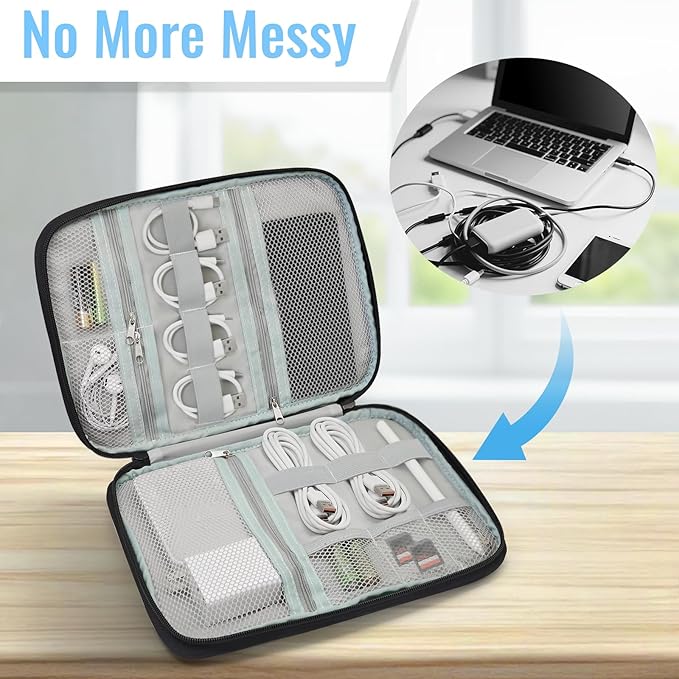 Custom Electronics Organizer Travel Case Personalized Name Initials Cable Charger Cord Tech Organizer Pouch Accessories Bag