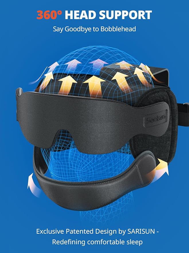 Travel Pillow Combo with Chin Strap, Airplane Pillows with 3D Eye Mask for Sleeping, 360° Support Plane Head Strap for All Plane Seats, Long Flights Essentials, Stop Bobblehead, Pink