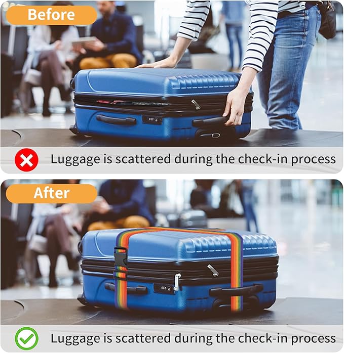 BILIONE Luggage Straps, 79" Long Belts Keep Suitcase Secure While Traveling, TSA Approved Add a Bag Premium Accessory for Travel Bag Closure (2PCS Blue)