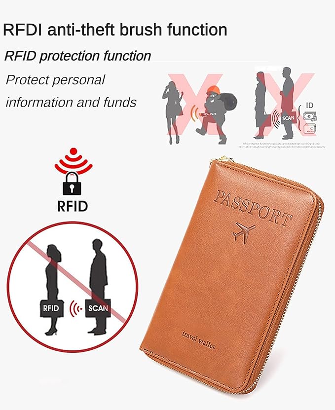 Rowgins Rfid Blocking Passport Holder Wallet, Rowgins Rfid Passport Holder with Zipper, PU Leather PassportHolder for Travel (PEACOCK BLUE)