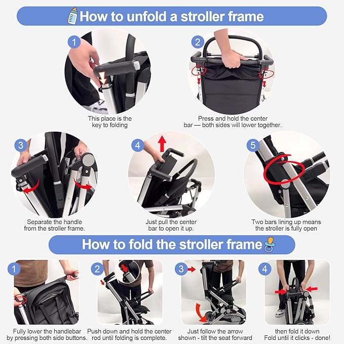 Travel Stroller for Airplane Ultra Compact Umbrella Stroller One-Handed Folding Design Overhead Friendly Lightweight Aluminum Alloy Frame