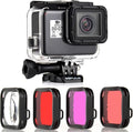 Waterproof Housing Case with Diving Filters for GoPro Hero 5 6 7 Black Hero (2018) Cameras - 45M Underwater Diving Housing Shell with Red/Light Red/Magenta / 5X Close-up Filters