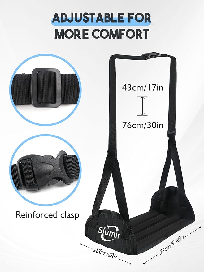 Airplane Foot Hammock, Upgraded Anti-Squeeze Foot Rest for Plane Travel - Relax Your Feet with Better Support, Thickened Foam, Portable Design, and More Comfortable Foot Sling