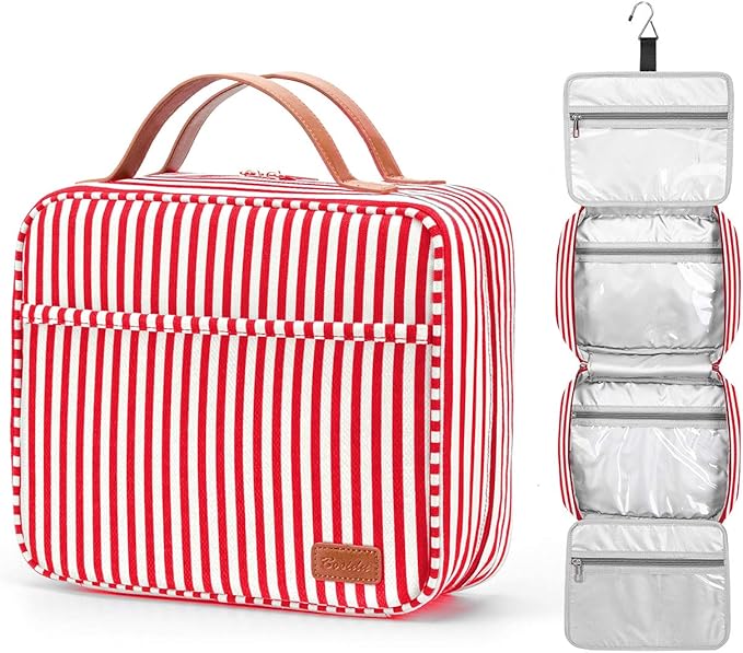Hanging Travel Toiletry Bag,Large Capacity Cosmetic Travel Toiletry Organizer for Women with 4 Compartments & 1 Sturdy Hook,Perfect for Travel/Daily Use/Christmas