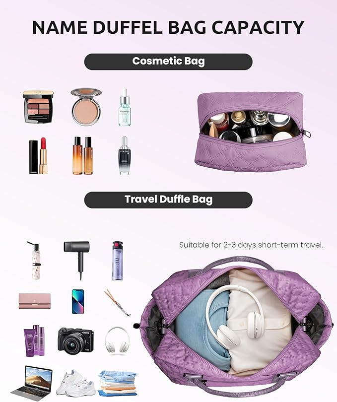 Birthday Gifts for Women-Initial Duffle Bag with Shoe Compartment, Personalized Weekender Bag, Monogram Overnight Bag, Letter Travel Bag with Makeup Bag，Friend Wife Birthday Gift (Letter C)