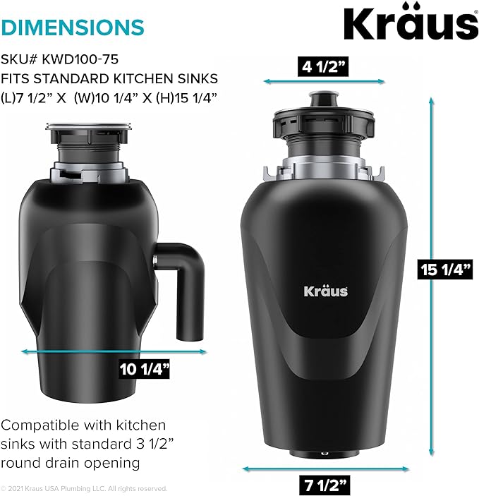KRAUS Kore™ Workstation 33-inch Undermount 16 Gauge Double Bowl Stainless Steel Kitchen Sink with Accessories (Pack of 8) with WasteGuard™ Continuous Feed Garbage Disposal, KWU112-33-100-75MB