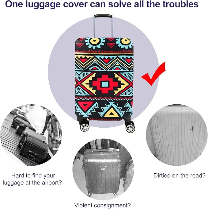 7-Mi Travel Luggage Cover Elastic Sleeve 26"-28" Anti-Scratch Suitcase Protector Cover Size L, Bohemia