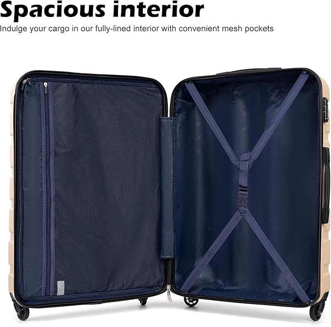 Coolife Luggage 3 Piece Set Suitcase Spinner Hardshell Lightweight TSA Lock (orange)