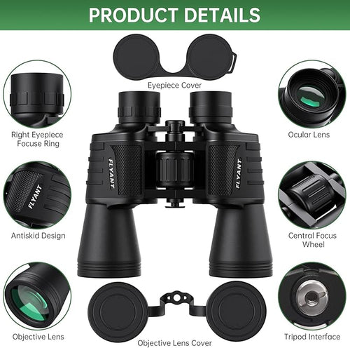 20x50 High Powered Binoculars for Adults, Waterproof Compact Binoculars with Low Light Vision for Bird Watching Hunting Camping Travel Cruise Hiking Sports Stargazing, Christmas Birthday Gifts for Men