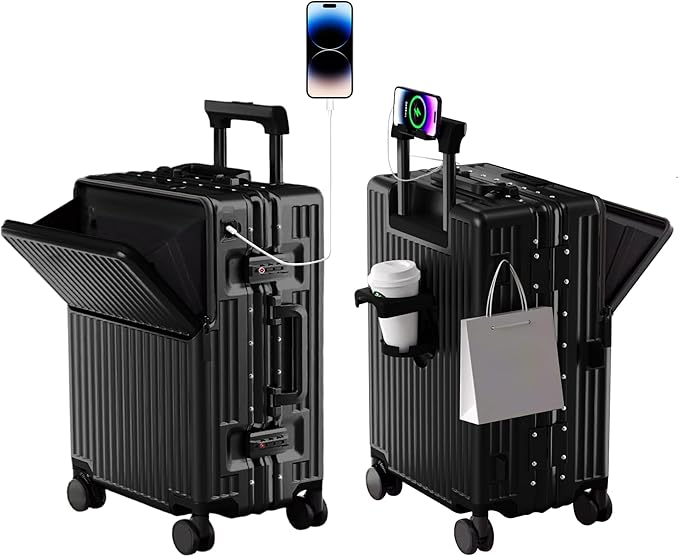 Zipperless Luggage, 22x14x9 Aviation Certified, Polycarbonate Aluminum Hardshell, Expandable Carry-On Luggage with Spinner Wheels, Hardshell Luggage, 20 Inch Cabin