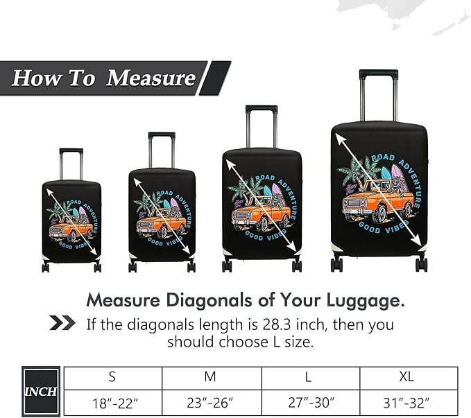 HYPER VENTURE Washable Luggage Cover - Fashion Suitcase Protector Fits 18-22 Inch Luggage (Road Adventure, S)